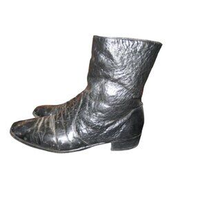BALLY ITALY Genuine Ostrich Skin Boots in Black size 8 Vintage full zip